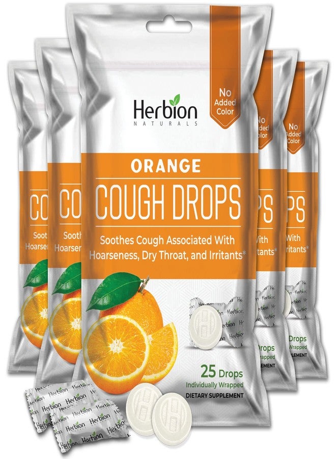 HERBION Naturals Cough Drops with Orange Flavor, Dietary Supplement, Soothes Cough, for Adults and Children Over 6 Years, 125 Lozenges, Pack of 5 - Image 1